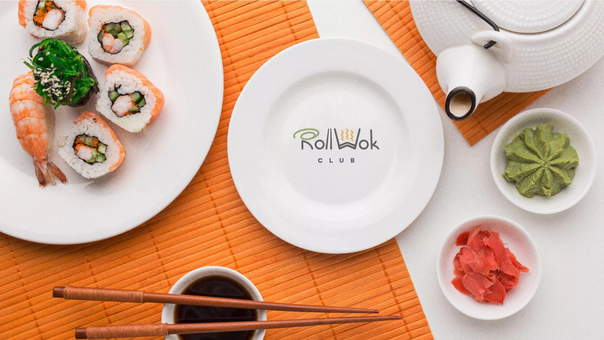 Разработка логотипа и фирменного стиля суши-бара «Roll Wok Club» в Старой Купавне
