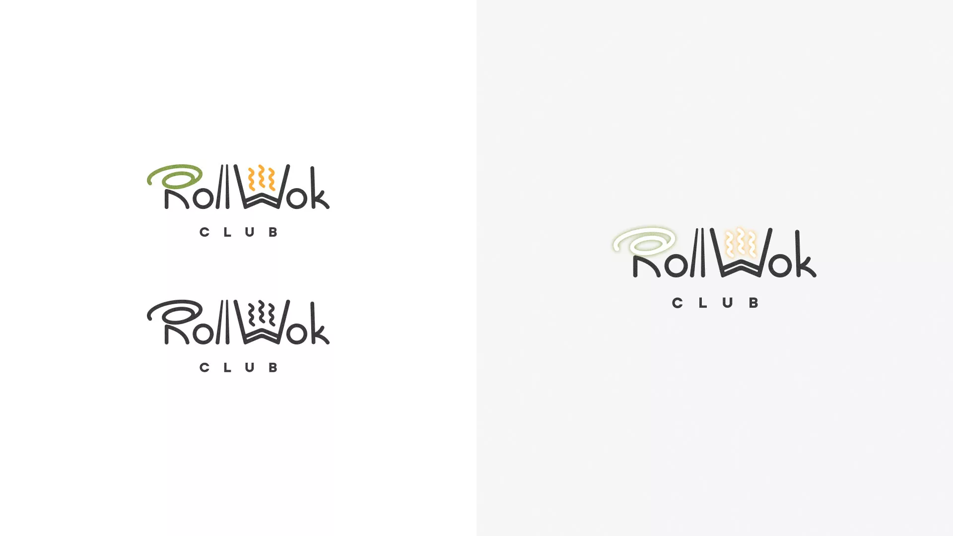 Разработка логотипа и фирменного стиля суши-бара «Roll Wok Club» в Старой Купавне