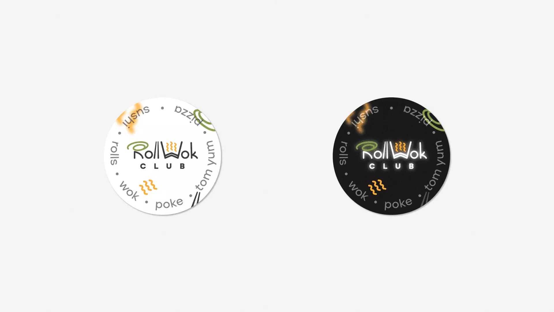 Разработка наклеек для суши-бара «Roll Wok Club» в Старой Купавне
